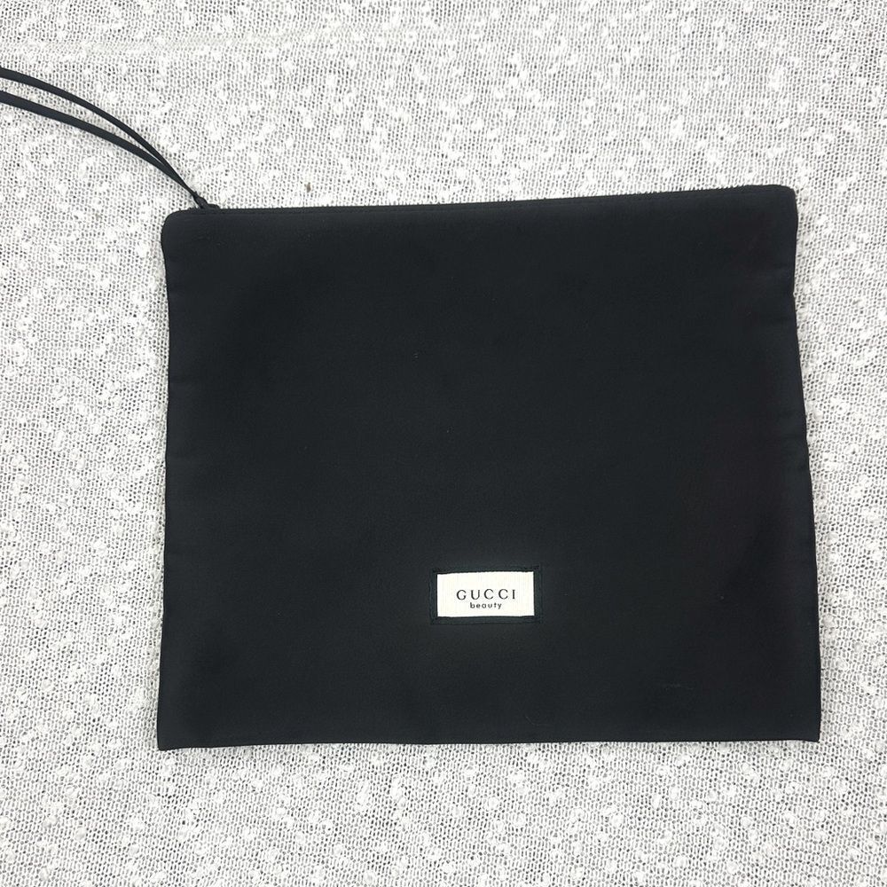 GUCCI Large Black Satin Pouch Makeup Bag Toiletry Bag
